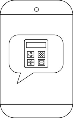 Bir konuşma balonu içinde hesap makinesi gösteren beyaz akıllı telefon