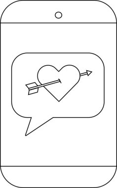 Telefon ekranında bir mesaj baloncuğunun içindeki ok tarafından delinmiş bir kalp görüntüleniyor