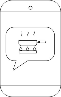 Akıllı telefon ekranında mesaj balonunda bir tenceresi olan bir yemek simgesi gösterilir