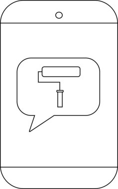 Bir akıllı telefon ekranında boya silindiri çizimi içeren bir konuşma balonu görüntülenir