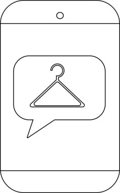Akıllı telefon, elbise askısı sembolü içeren bir konuşma balonu görüntüler