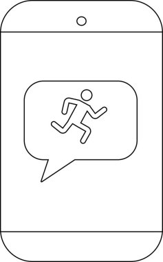 Akıllı telefon, bir konuşma balonunda çalışan bir figürü etkinlik ya da etkinlikle ilgili bir ileti olarak gösterir