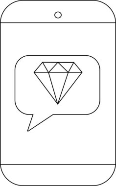 İçinde elmas olan bir mesaj kabarcığı gösteren bir telefon.