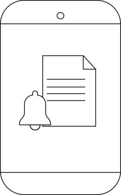 Belge simgesi ve uyarı zili olan akıllı telefon