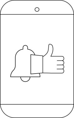 Bir başparmak işareti kesişen bir çan simgesini gösteren beyaz akıllı telefon