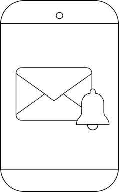 Bir zarf ve çan simgesi içeren e- posta bildirimli telefon