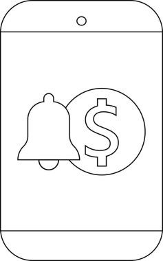 Cep telefonu illüstrasyonunda para uyarılarını sembolize eden bir uyarı zili gösterilir