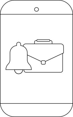 Bir akıllı telefon bir zil ve bir evrak çantası simgesi ile bildirim gösterir