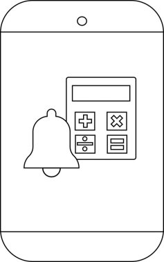 Ekranda uyarı çanı hesap makinesi uygulama simgesi olan bir telefon