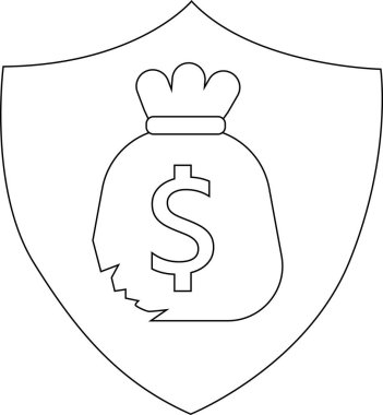 İçinde önemli bir dolar işareti olan bir para çantasıyla kalkan altta hafif yırtık görünüyor.