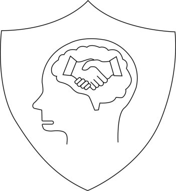 Kafa hatlarına sahip bir kalkan el sıkışma içerir