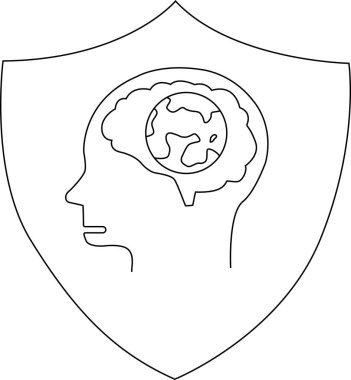 Beyin profili, kalkanların ana hatlarına odaklanmış dünya ana hatlarını içeriyor.