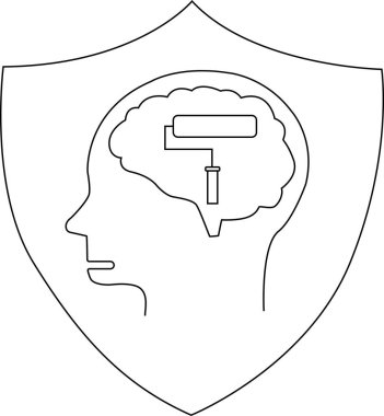 Kafasında boya silindiri olan bir arma.