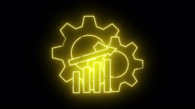 Parlayan sarı simge, bir grafikte iki vites, yükselen çubuklar ve yukarı doğru uzanan siyah bir arkaplanı gösteren bir ok gösterir.