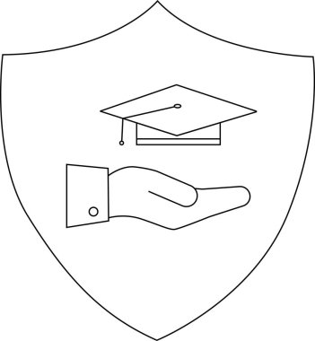 Elle kalkan mezuniyet şapkası minimalist doğrusal tasarım sunar