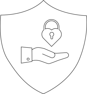 Kalkan simgesi şeklindeki asma kilit güvenlik korumasını temsil ediyor.