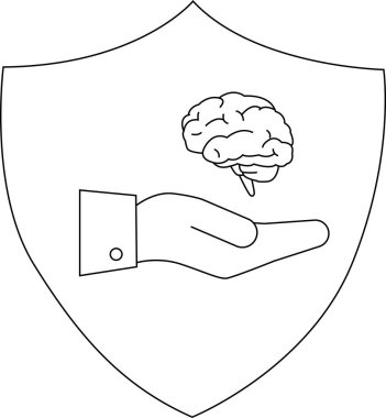 Bir beyin, açık bir elin üzerinde bir kalkanın içinde yüzer.