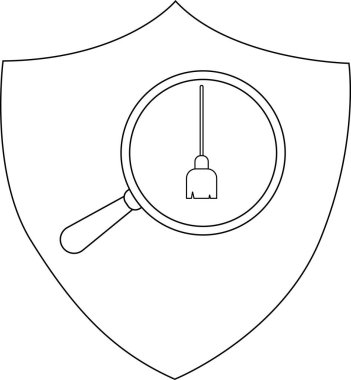 Süpürge simgesine odaklanan büyüteçle kalkan