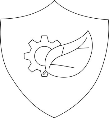 Teçhizatlı kalkan bir yaprak tarafından kısmen gizlenmiş.