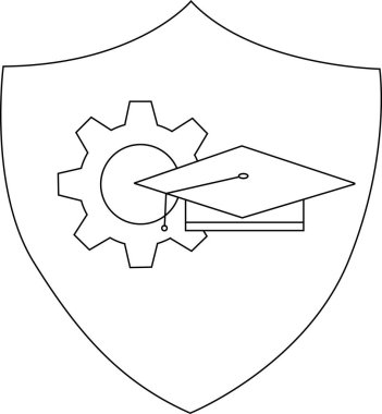 Zırhlı ve mezuniyet şapkalı bir kalkan