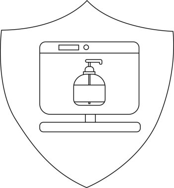 Bilgisayar ekranında bir kalkan şeklindeki sabun dağıtıcısı görüntülendi