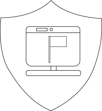 İçinde bayrak simgesi olan bilgisayar kalkanı