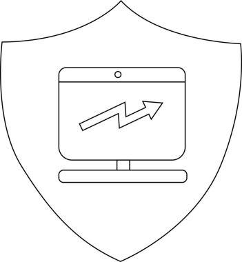 Kalkan arka planında yukarı doğru eğilimli monitör grafiği