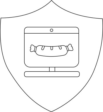 Bir kalkan, sosisli bir bilgisayar ekranını gösterir