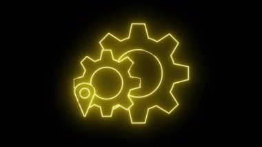 Sarı neon iki vites bir konum işareti siyah karşı