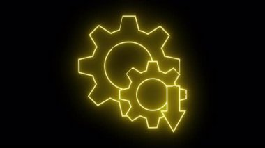 İki sarı neon vites, aşağı bakan bir ok ve siyah bir zemin.