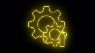 Siyah zemin üzerinde ok olan iki sarı dişli ana hat.