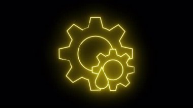 Birbirine bağlı iki vites, siyah arka planda sarı neon parıltısıyla ana hatları çizilmiş.