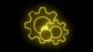 Aydınlatılmış sarı neon ana hatlı bomba. Çarklar birbirine bağlı bomba.