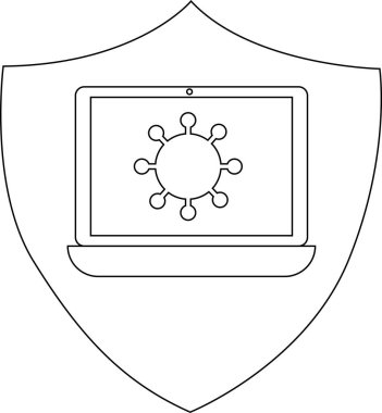 Shield displays a laptop with a virus symbol on its screen