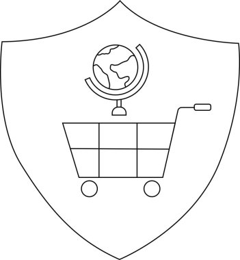Shield with globe on shopping cart