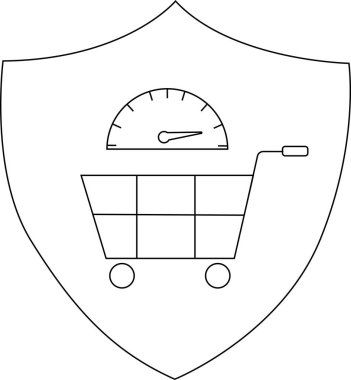 Shopping cart with a speedometer inside a shield