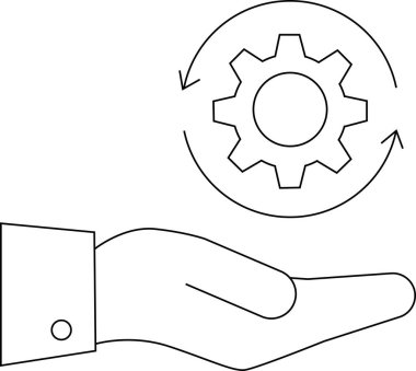 Bir el dairesel okla çevrili bir vites tutar.