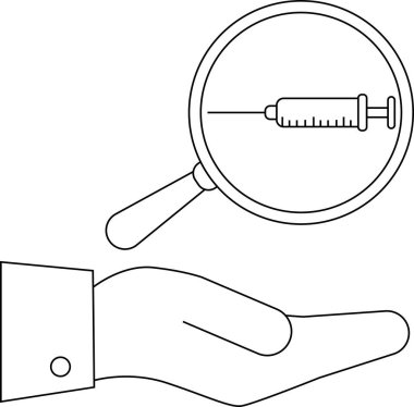 Büyüteç, şırıngaya odaklanmış.