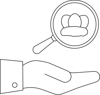 El yumurtaları büyüteç içinde sunar ve inceler.