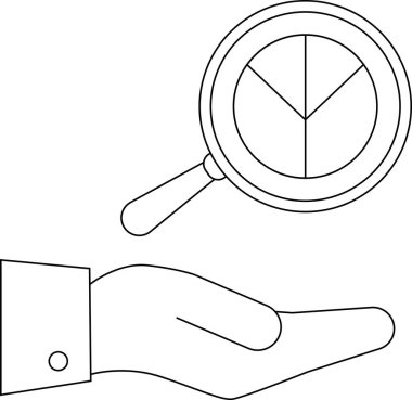 Bir el, içinde pasta grafiği olan bir büyüteç sunar.