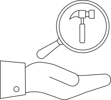 Bir el çekiç odaklı bir büyüteç sunar. Alet denetimi ya da inşaat incelemesi üzerine yoğunlaşır.