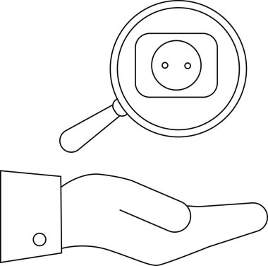 Bir el, bir elektrik prizine bakan bir büyüteçle sunulur.