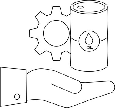 Şekillendirilmiş grafik, merkezinden geçen bir araçla vites tutan bir el tasvir eder