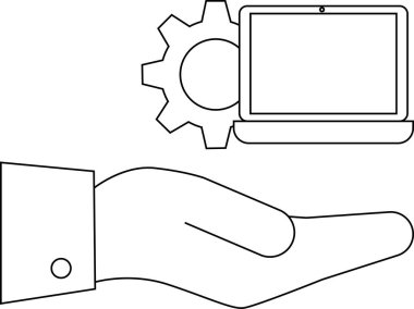 Şekillendirilmiş grafik, merkezinden geçen bir araçla vites tutan bir el tasvir eder