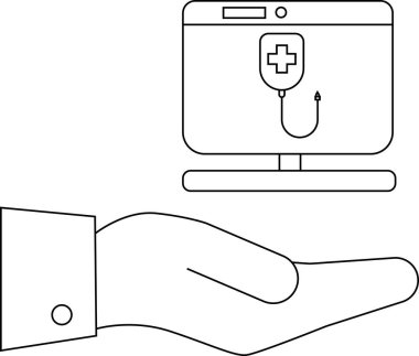 El ele tutuşan monitörde serum görünüyor.
