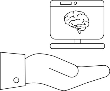 Bir el, beyni gösteren bir bilgisayar ekranını tutuyor.