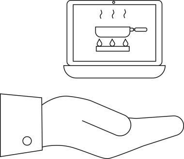 Dizüstü bilgisayarda yemek tepsisi var.