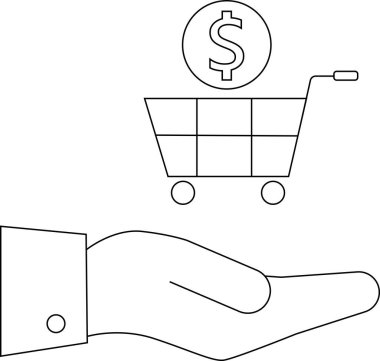 Bir el, içi para dolu bir alışveriş arabasını yukarı doğru uzatır.