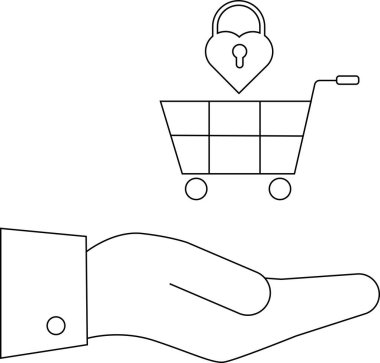 Kalp şeklinde asma kilidi olan el arabası.