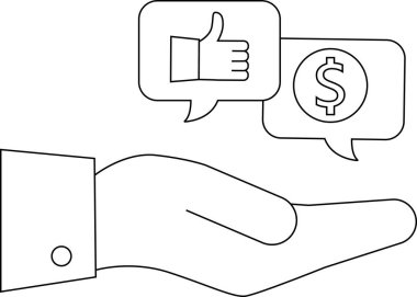 El açık gibi ve dolar işareti düşünce baloncukları ile